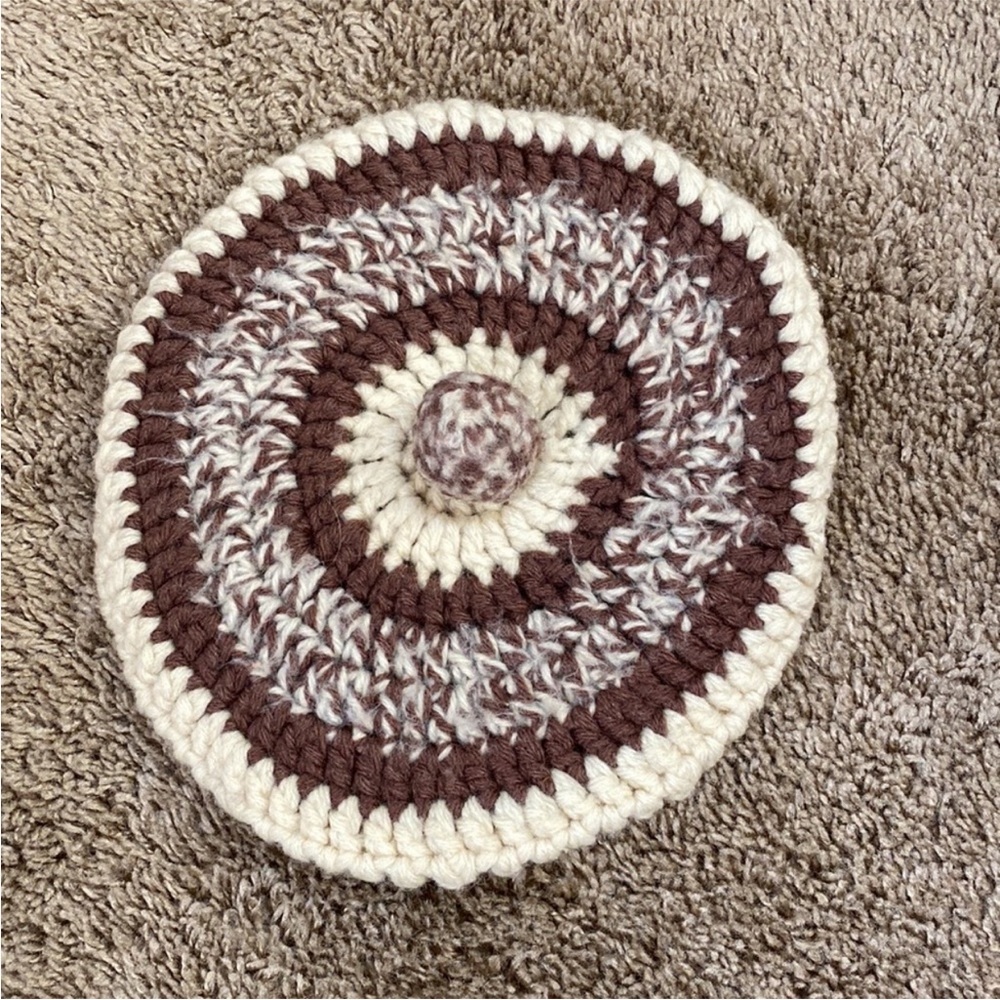 VTG Handmade Handknit Knitted Crochet Beret Pom - Picture 6 of 8